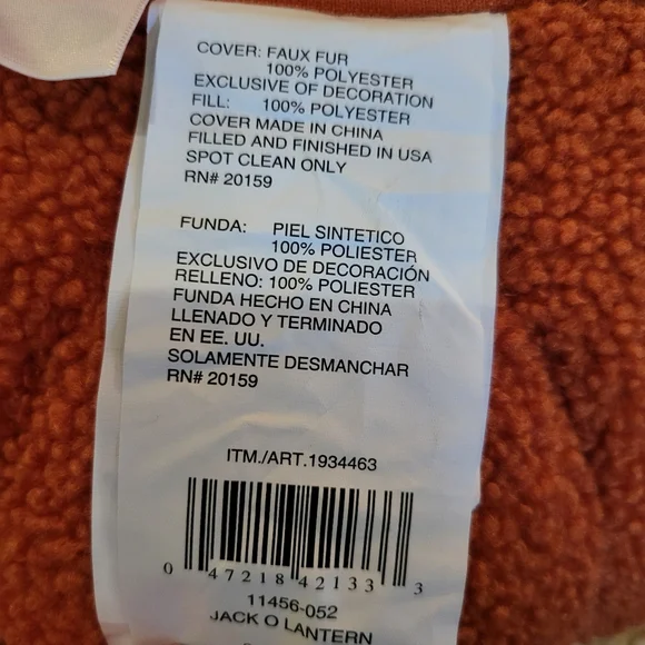 Sherpa Jack O Lantern Plush Pumpkin Pillow Halloween Decor NEW NWT - Picture 11 of 16